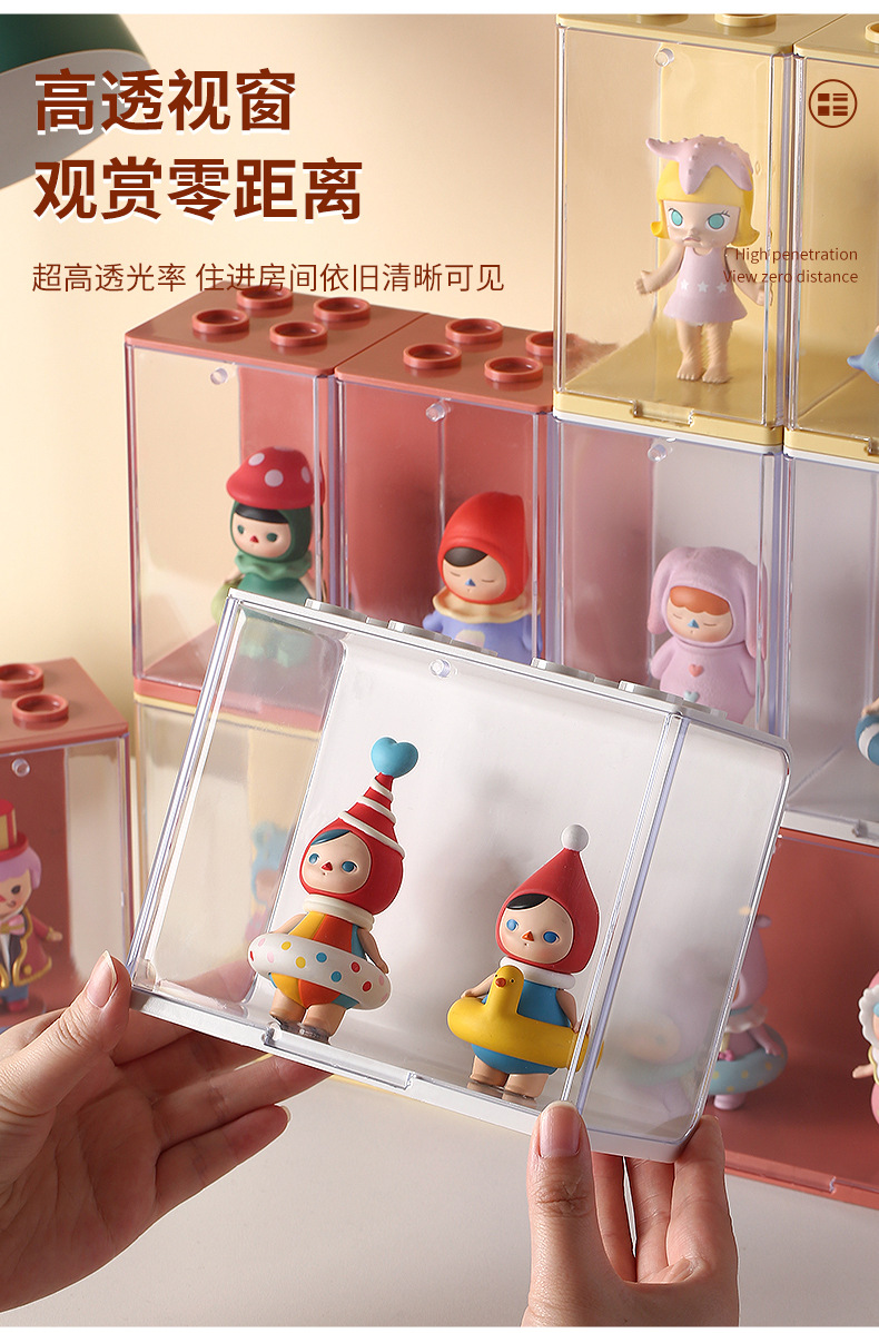 盲盒收纳展示架场景泡泡玛特装手办亚克力盒子透明大号摆柜展示盒详情13