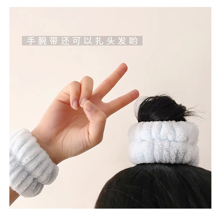 洗脸手腕带神器吸水毛绒束发带头绳两用防湿手巾发绳洗漱专用发圈详情4