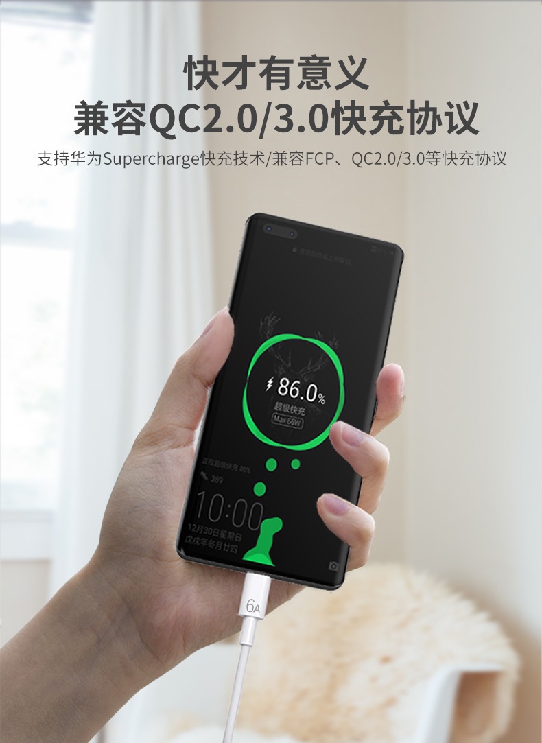 2A数据线白色PVC注塑线充电线 适用于苹果Type-C快充4芯数据线详情5