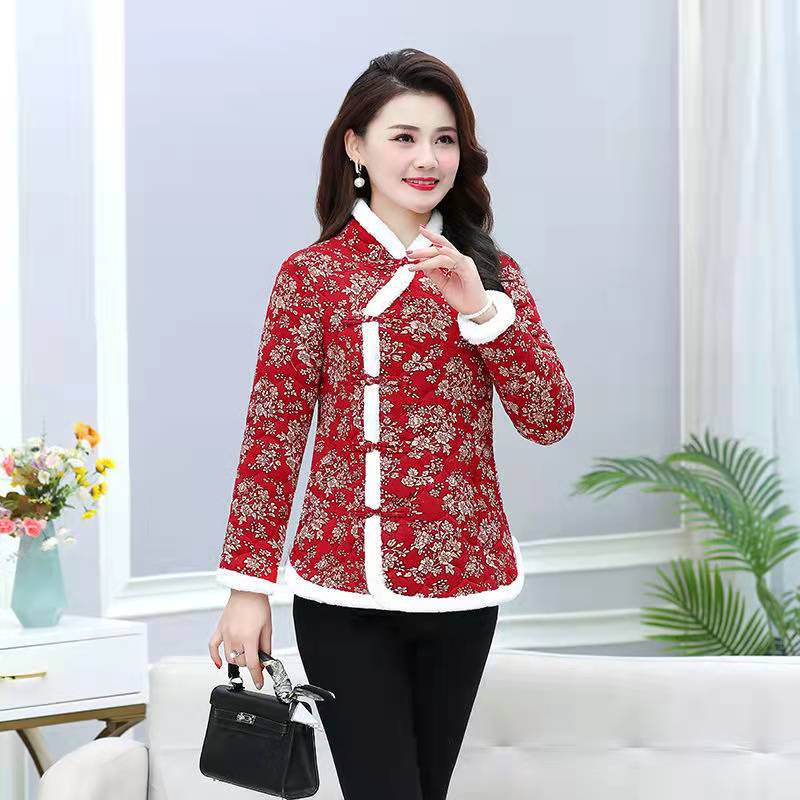 Choyin mesh chaqueta acolchada bandeja de cierre tang chaqueta de algodón noreste chaqueta de algodón grande flor chaqueta de año nuevo chaqueta chaqueta de algodón estilo chino étnico mujeres pic 3
