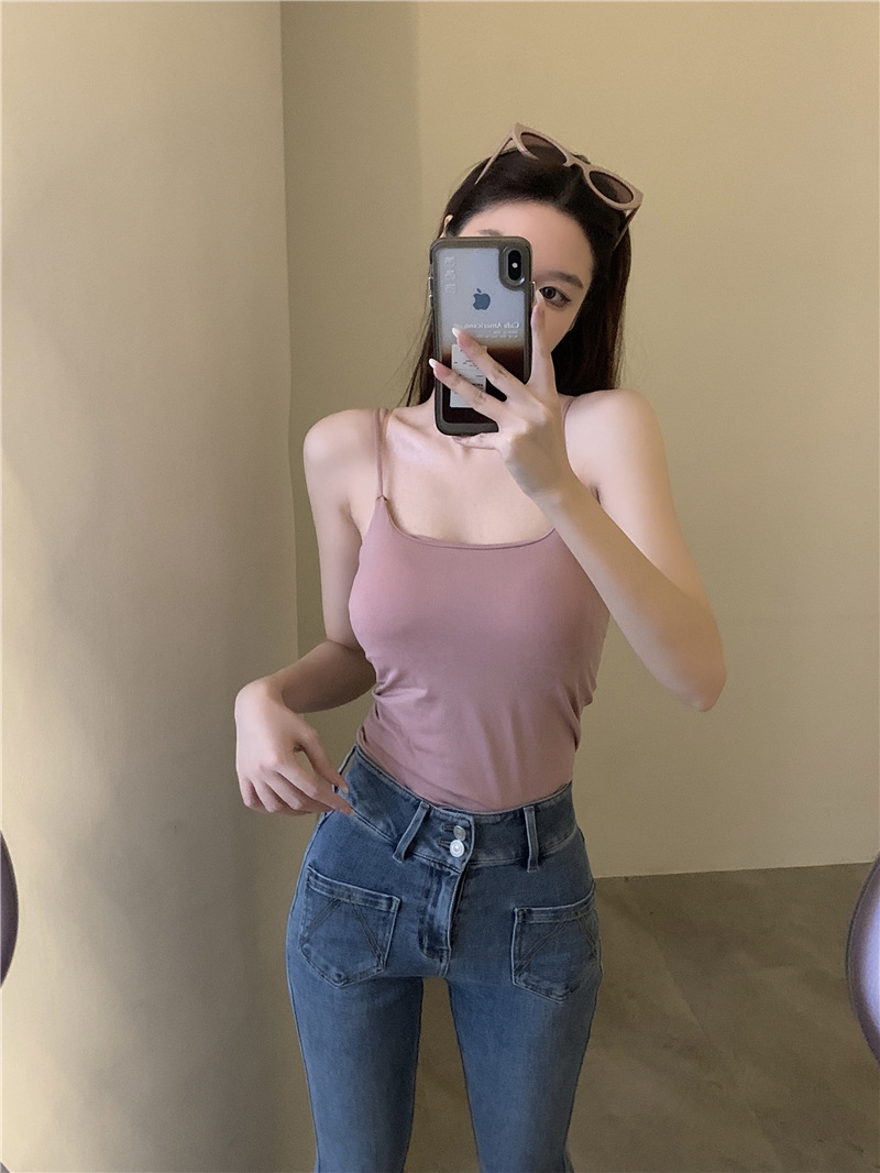 春夏无痕辣妹内搭纯欲美背吊带背心带胸垫外穿打底上衣裹胸抹胸女详情20