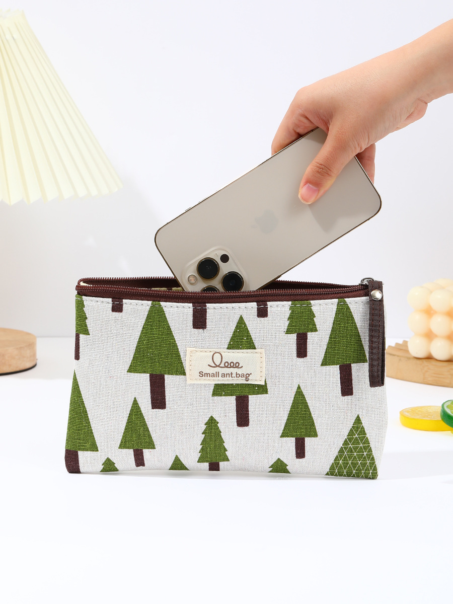 Cross-border large linen makeup bag, multi-functional, hand-held bag, mobile phone coin purse, makeup storage bag, customizable pic 17