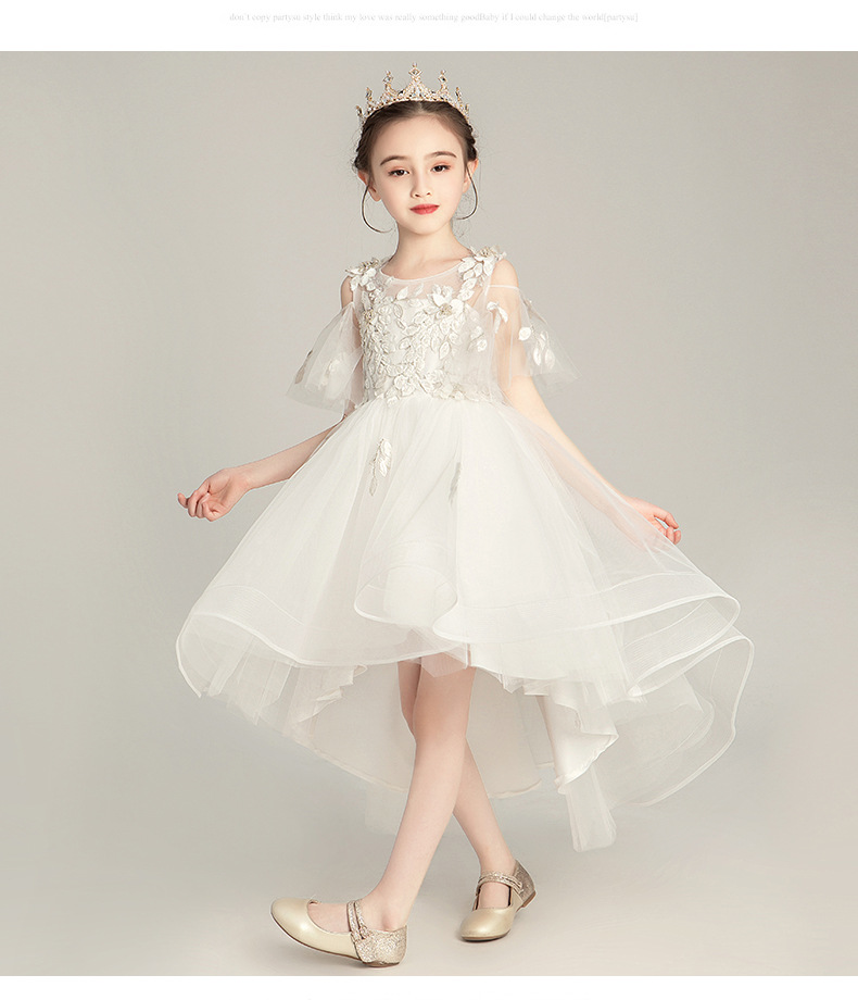 女童礼服洋气公主裙花童白纱婚纱裙主持人小女孩钢琴演出儿童礼服详情17