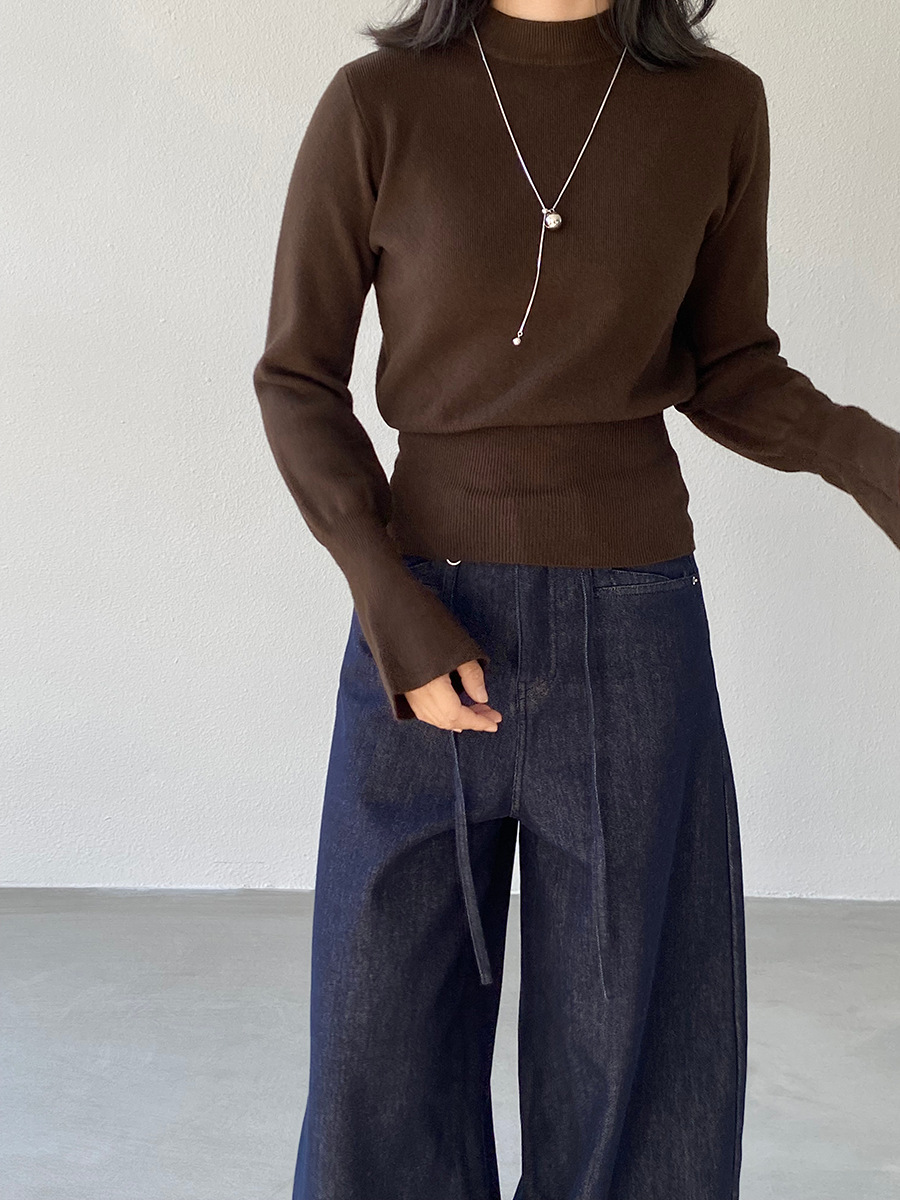 Jiangzuo [Winter Daylight] Korean-style semi-high neck flared sleeve knitted sweater for women to slim their waisted waist in winter 3012 pic 38