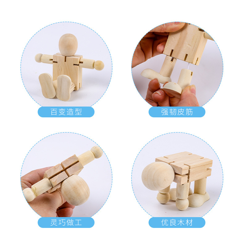 木质白胚机器人DIY上色木质摆件创意大童玩具小学幼儿园木质详情3