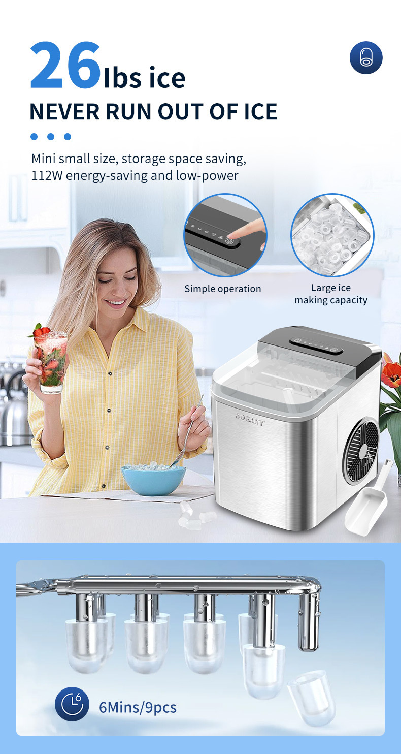 Export SOKANY03047 ICE MAKER, household stainless steel ice cube maker, quick ice-making machine, Ice Maker pic 7