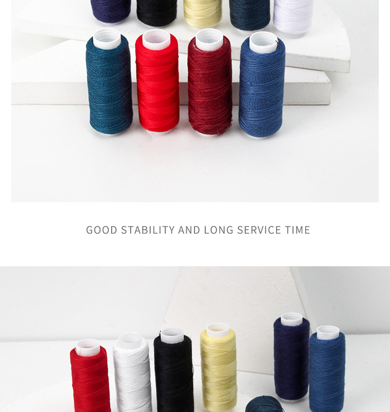 跨境专供10色小卷缝纫线手工家用缝衣线diy彩色涤纶线缝纫线套装详情16