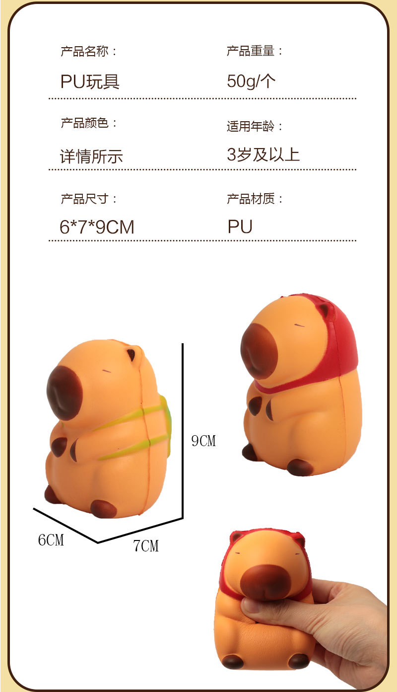 Creativo descompresión pellizcar juguete viaje capybara PU descompresión descompresión lento juguete de rebote pic 2