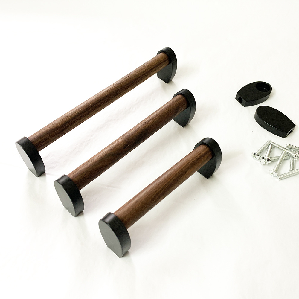 深蓝家现货实木榉木五金木把手酒柜厨柜衣柜门抽屉拉手红木胡桃木详情13