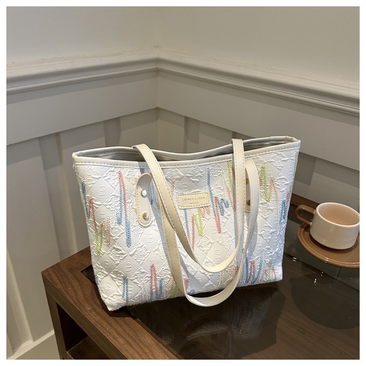 学生上课布袋包包女2024新款单肩腋下包条纹大容量通勤休闲托特包详情41