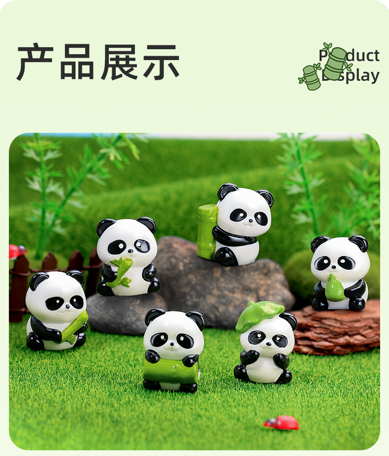 Creative new cute panda resin ornaments, home and office desktop decorations, car ornaments, keychains and small accessories pic 3