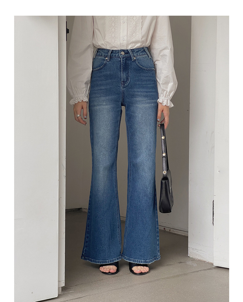 【90s Retro Horn 】 Ge Ming High-waisted slightly flared jeans for Women 2025 Spring New floor-length Pants R155H pic 20