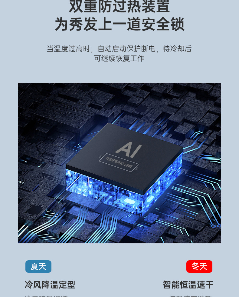 New folding household quick-drying electric hair dryer, portable hotel blue light T-shaped student dormitory hammer hair dryer pic 20