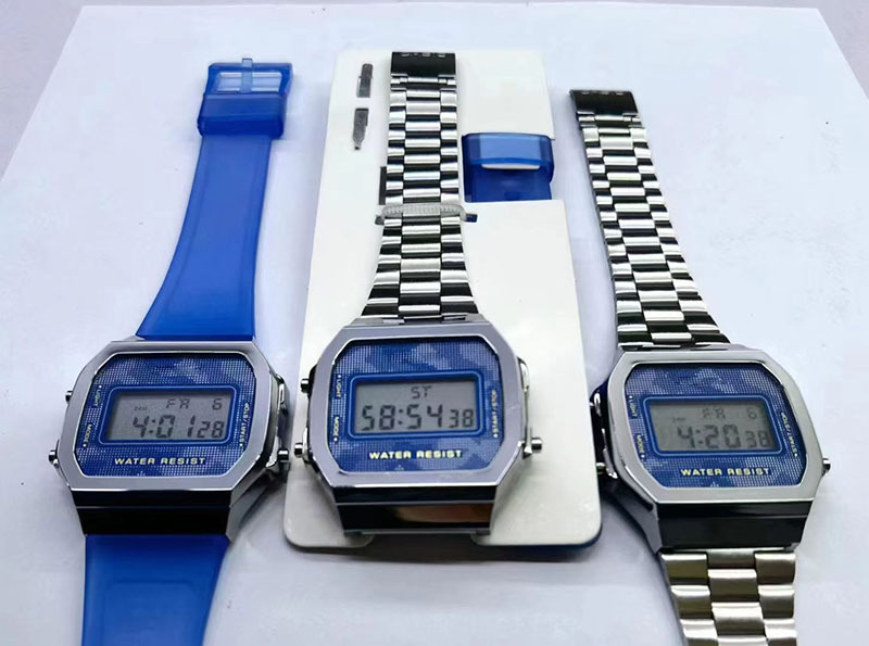 The best-selling retro digital display alarm clock with color lights, multi-functional sports student electronic watch, Cold Light F-91W pic 9