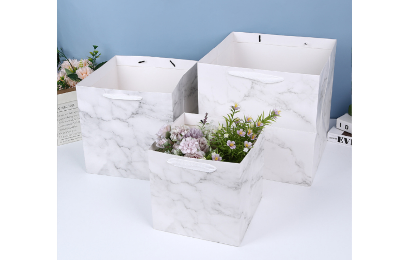 新款方形纯色牛皮纸 白卡系列方袋蛋糕礼品袋惊喜礼物鲜花袋批发详情13