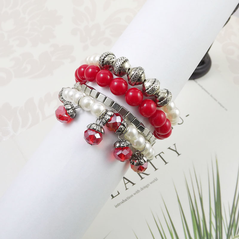度假风欧美波西米亚风珍珠水晶手工串珠弹力创意手链女款S7760详情2