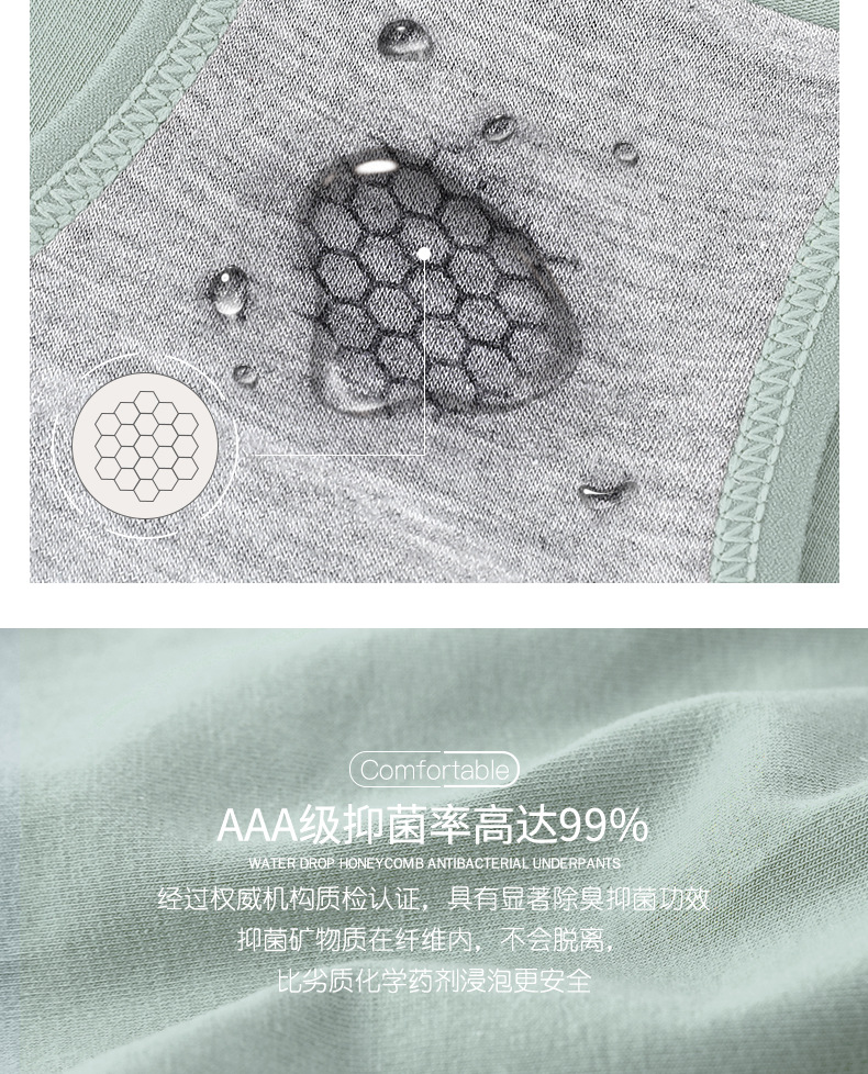 高腰纯棉石墨烯女士内裤舒适全棉抗菌裆大码收腹提臀简约款三角裤详情6