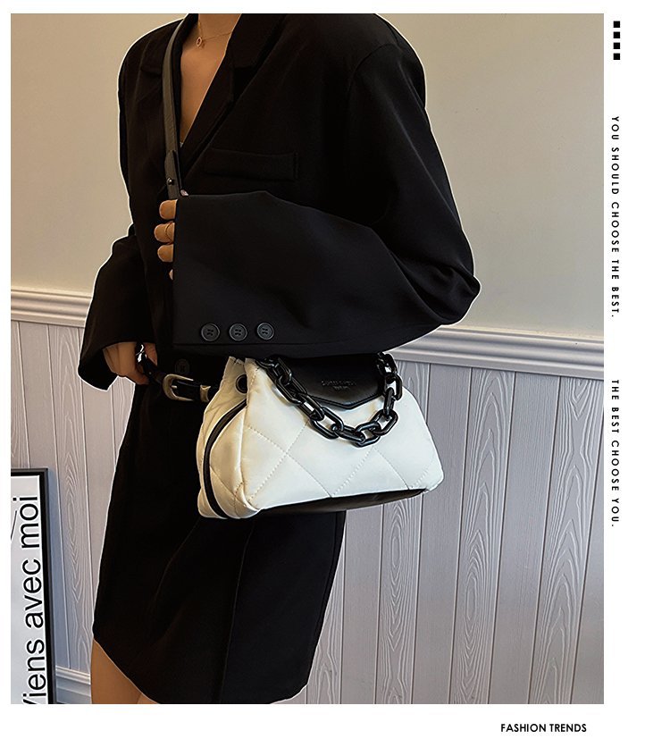 包包女2024新款菱格绣线拼接链条饺子包洋气潮流单肩斜挎手提包包详情1