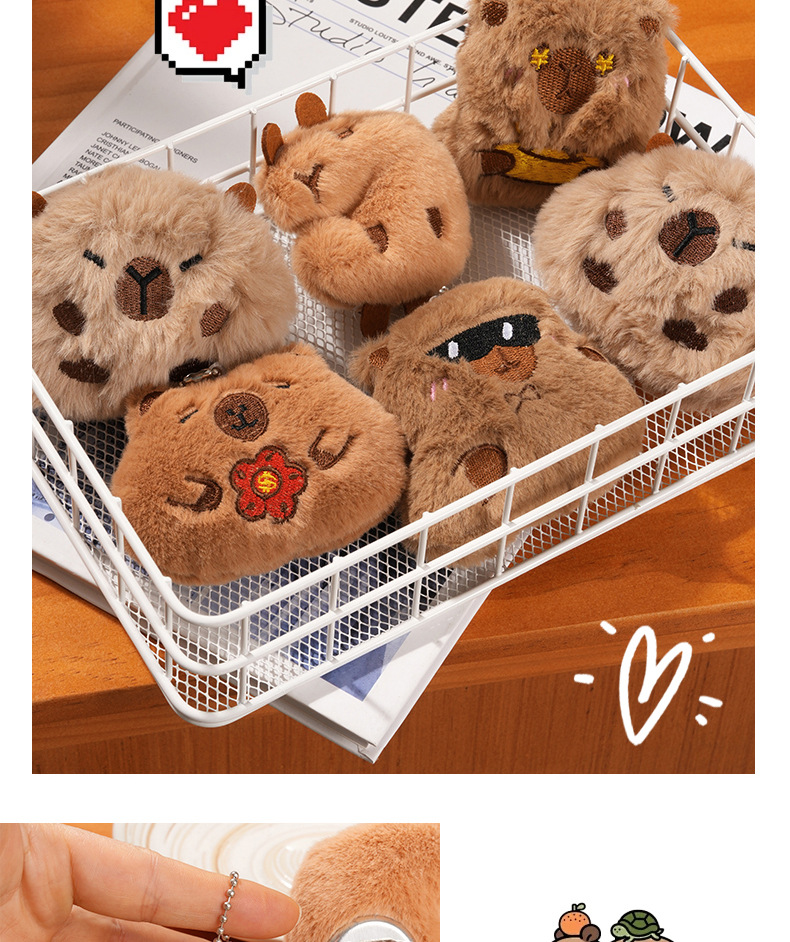 卡皮巴拉挂件配件胸针卡通毛绒动物DIY配饰装饰配件帽服装辅料发详情8