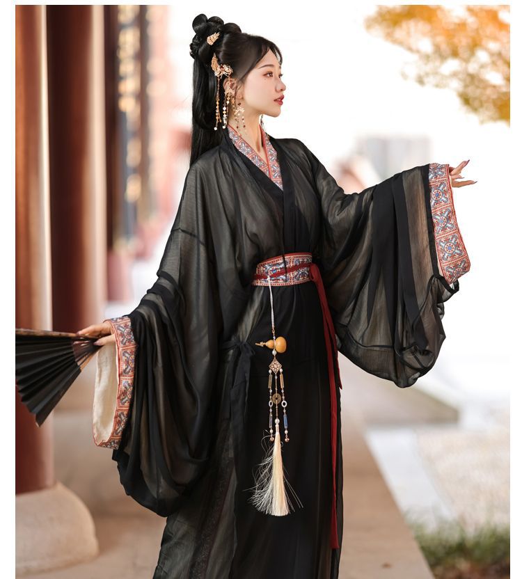 国潮梦域战国袍马山楚墓复原款日常直裾袍汉服女拖尾大放量直裾详情22