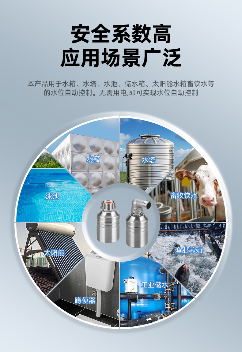 304不锈钢浮球阀厨房水龙头全自动水位控制器自停球阀/开关止水阀详情4