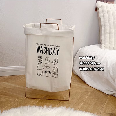 脏衣服收纳筐可折叠大号脏衣篮带提手棉麻布防水防潮收纳筐收纳篮详情5