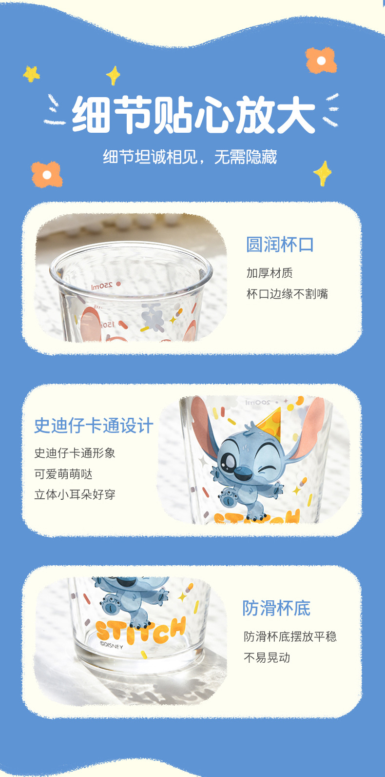 Creative cartoon Teddy glass cup, glass slanted and inverted mouth cup, cute gift drinking cup, pattern Angel cup pic 10