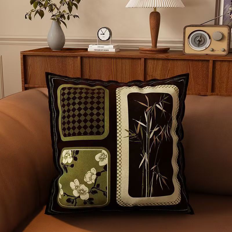 Chinese-style throw pillows, double-sided European and American style, Maillard throw pillow-like sofa cushions, backrest pads, retro throw pillowcases pic 7