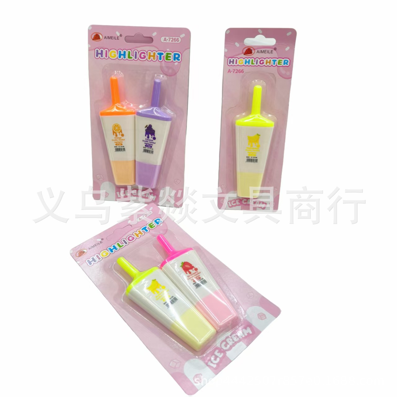 7266拼接双色棒冰荧光笔批发可拼接桌面摆件可爱创意笔记做手账笔详情3