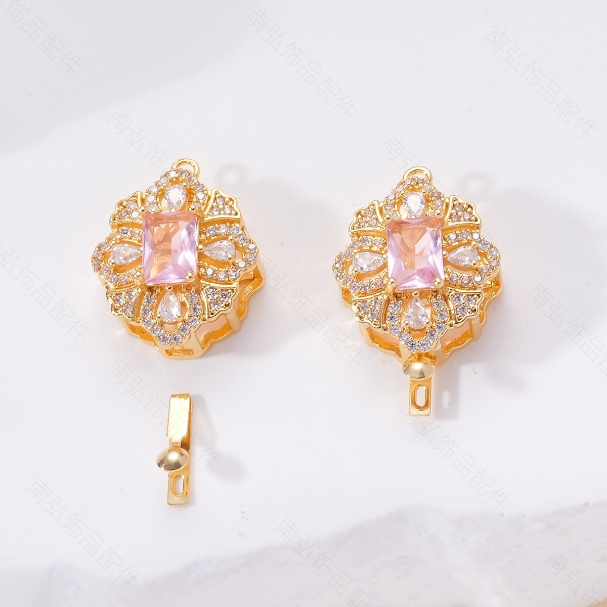 Light luxury, high color retention, micro-inlaid zircon ingot clasp, diy pearl style sweater bracelet necklace, end clasp, stick clasp pic 7