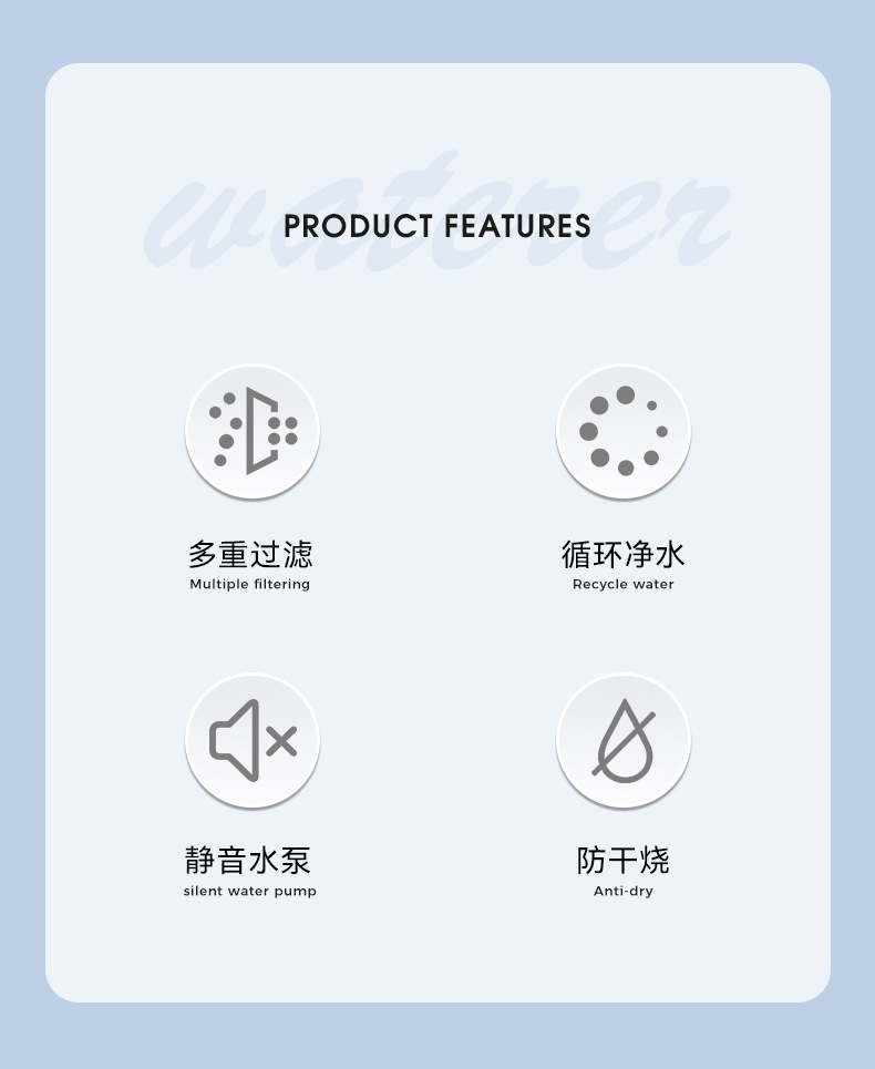 Wholesale of large-capacity automatic water dispensers for cats, dog water feeders, automatic circulation and filtration of live water, and pet water dispensers pic 2