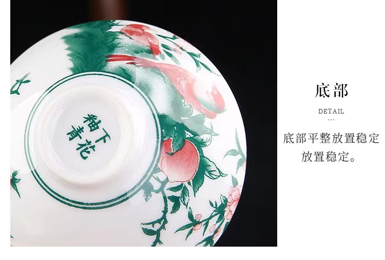 复古青花瓷家用主人杯斗笠杯陶瓷小茶杯茶盏套装中式手绘陶瓷单杯详情5