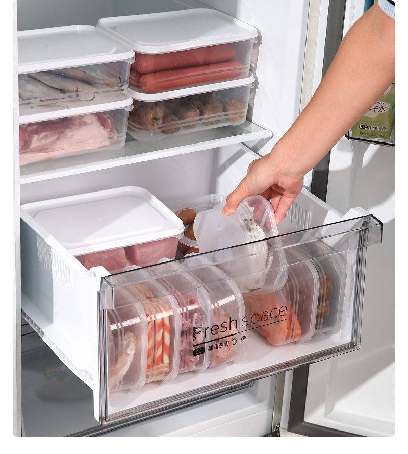 1200ml冰箱收纳盒冻肉分格小盒子冷冻保鲜盒可微波炉分杂粮米饭详情18