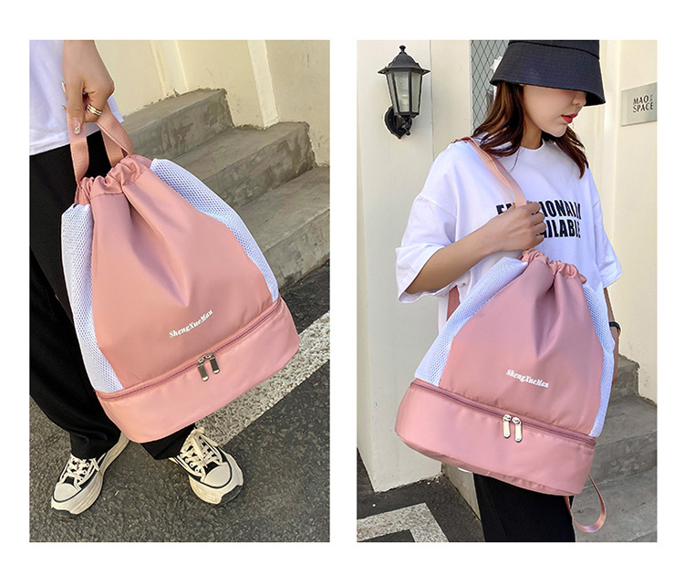 抽绳束口双肩包健身包干湿分离训练运动包洗漱包户外旅行游泳包详情9