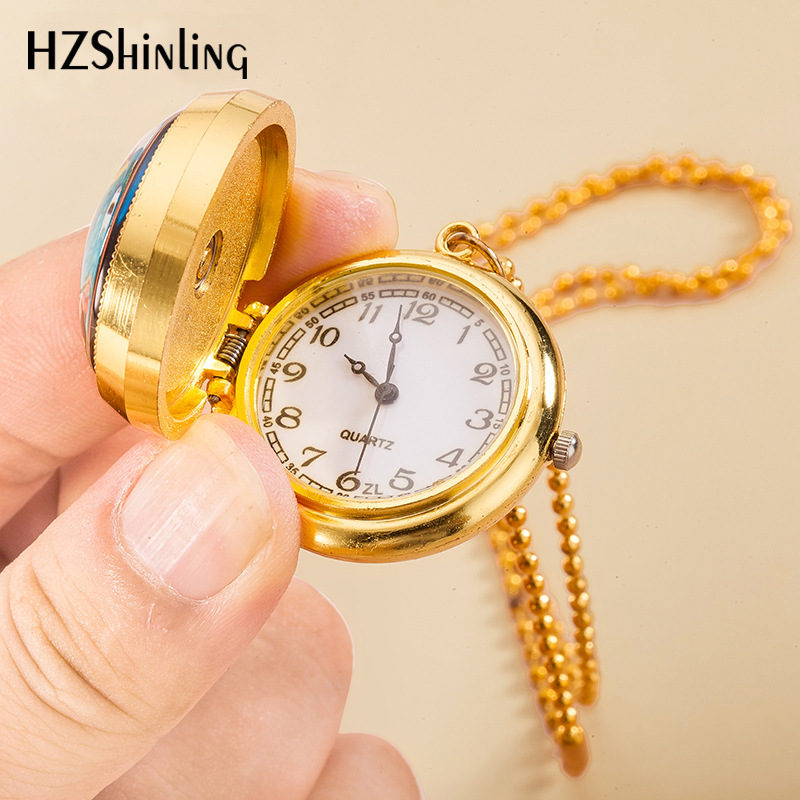 Cross-border Genshin Impact 2D rotating pocket Watch Genshin Impact student male and female rotating flip cover necklace pendant watch pic 1