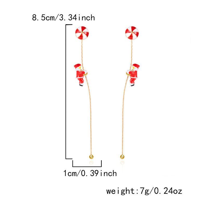 欧美跨境新款圣诞节耳环创意百搭会爬的圣诞老人不对称耳环女批发详情15