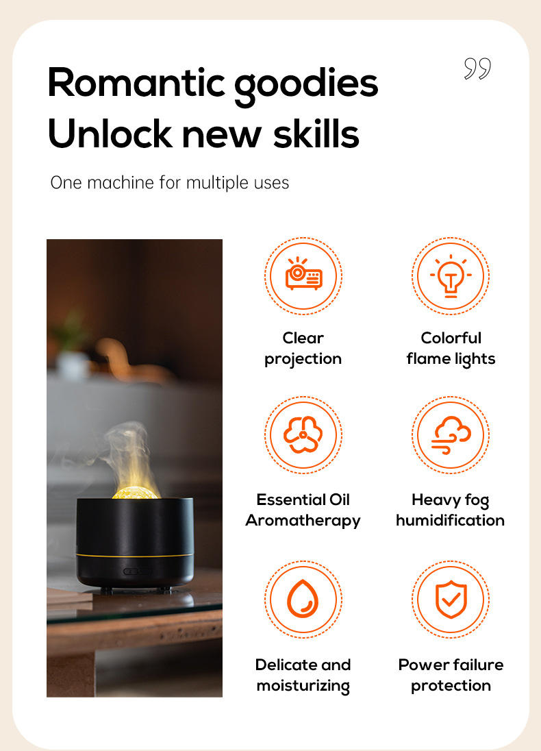 2025新款星空投影香薰机礼物USB插电大雾量七彩浪漫氛围灯加湿器详情23