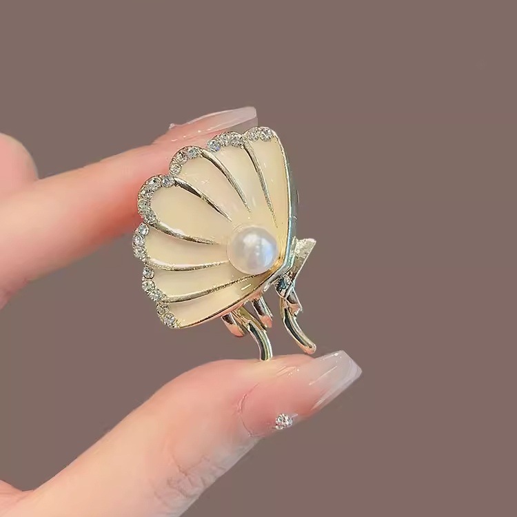 精致镶钻贝壳珍珠发夹小号鸭嘴夹浪漫少女碎发刘海侧边夹子发卡子详情7