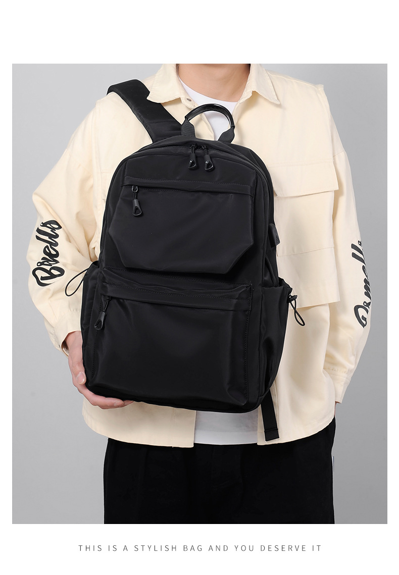 潮牌双肩包男初中生高中大学生书包大容量旅行包休闲电脑背包男包详情16