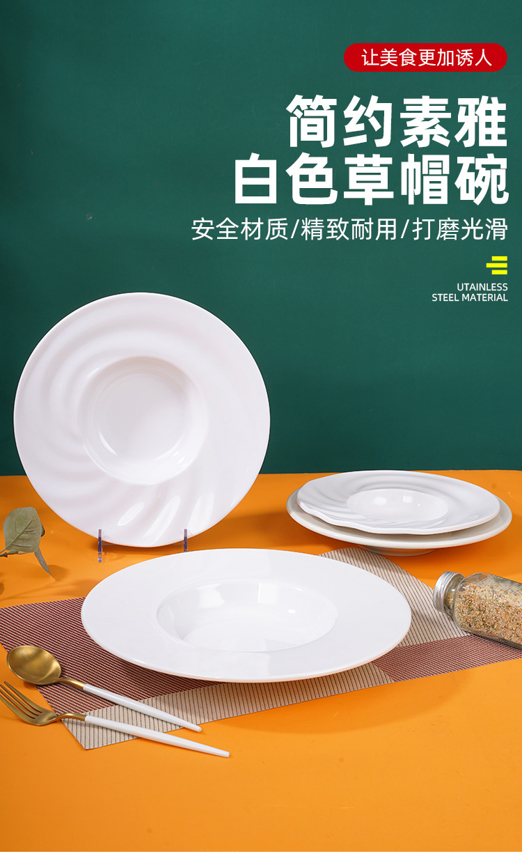 圆形帽子碗商用白色圆盘子创意特色装菜碗碟密胺仿瓷餐具工厂详情1