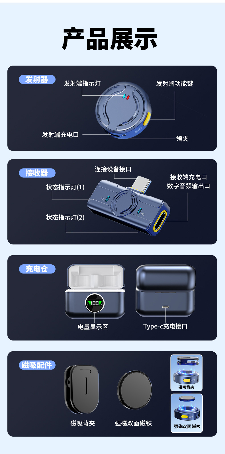 新款Q81无线领夹麦克风一拖二带充电仓抖音直播智能降噪无线迷你详情21