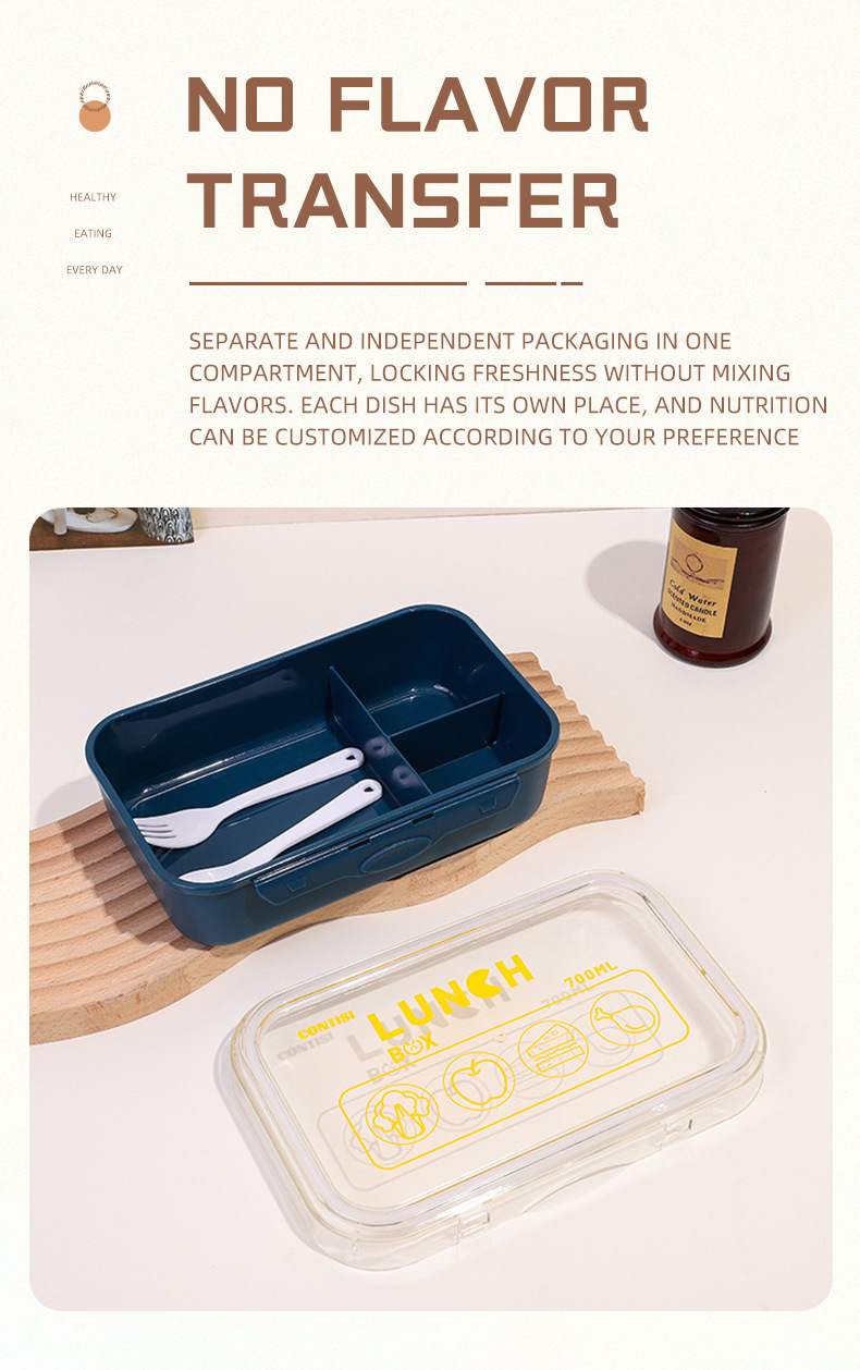 日式单层塑料饭盒批发微波炉分隔密封学生餐盒上班族便当盒详情5