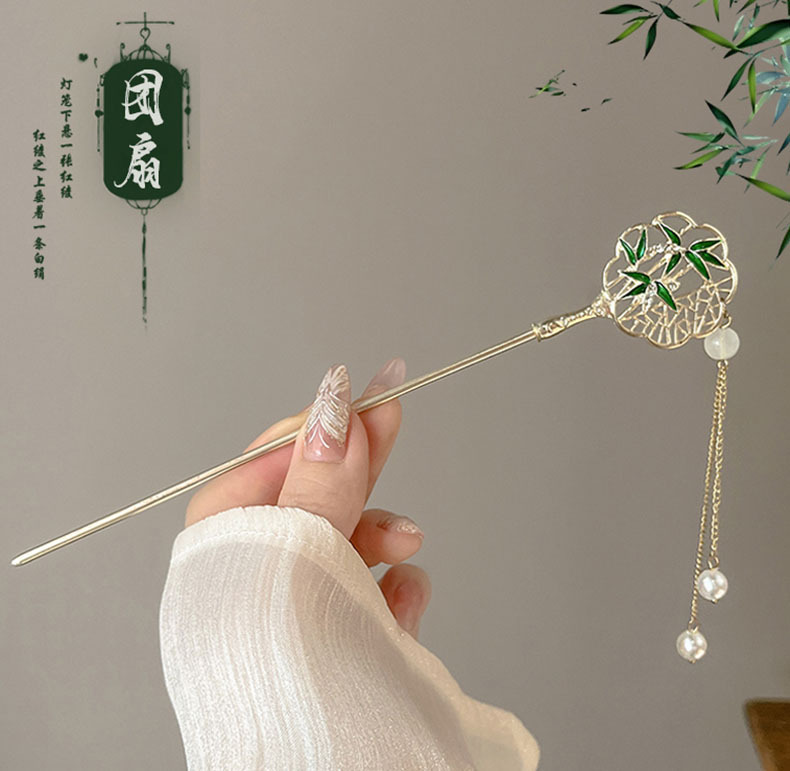 高级感新中式发钗铃兰花发簪超仙步摇流苏盘发簪古风汉服发饰头饰详情5
