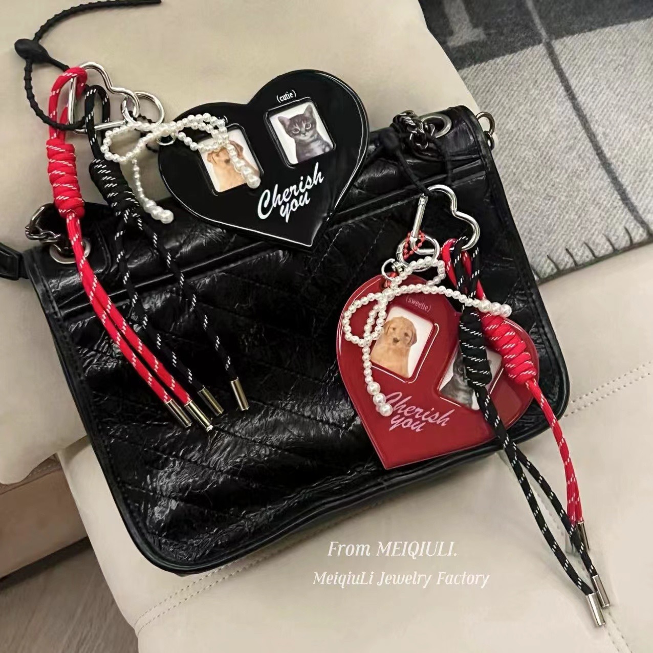 This is the same style baseball bag woven rope pendant as the Instagram blogger, featuring a high-end MIU series bag hanging rope and keychain decoration pic 34