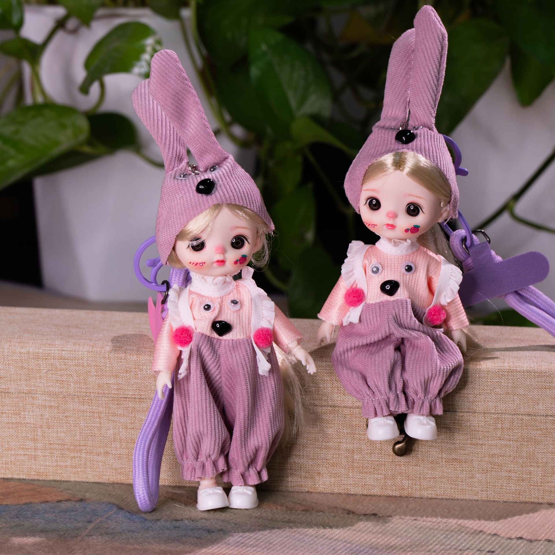 新款潮玩娃娃挂件6寸17公分换装衣服公仔关节可活动手机包包钥匙详情19