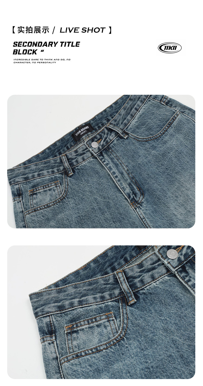 11KN American retro blue straight-leg jeans for both men and women, loose and versatile, trendy and simple, cleanfit casual wide-leg pants pic 14