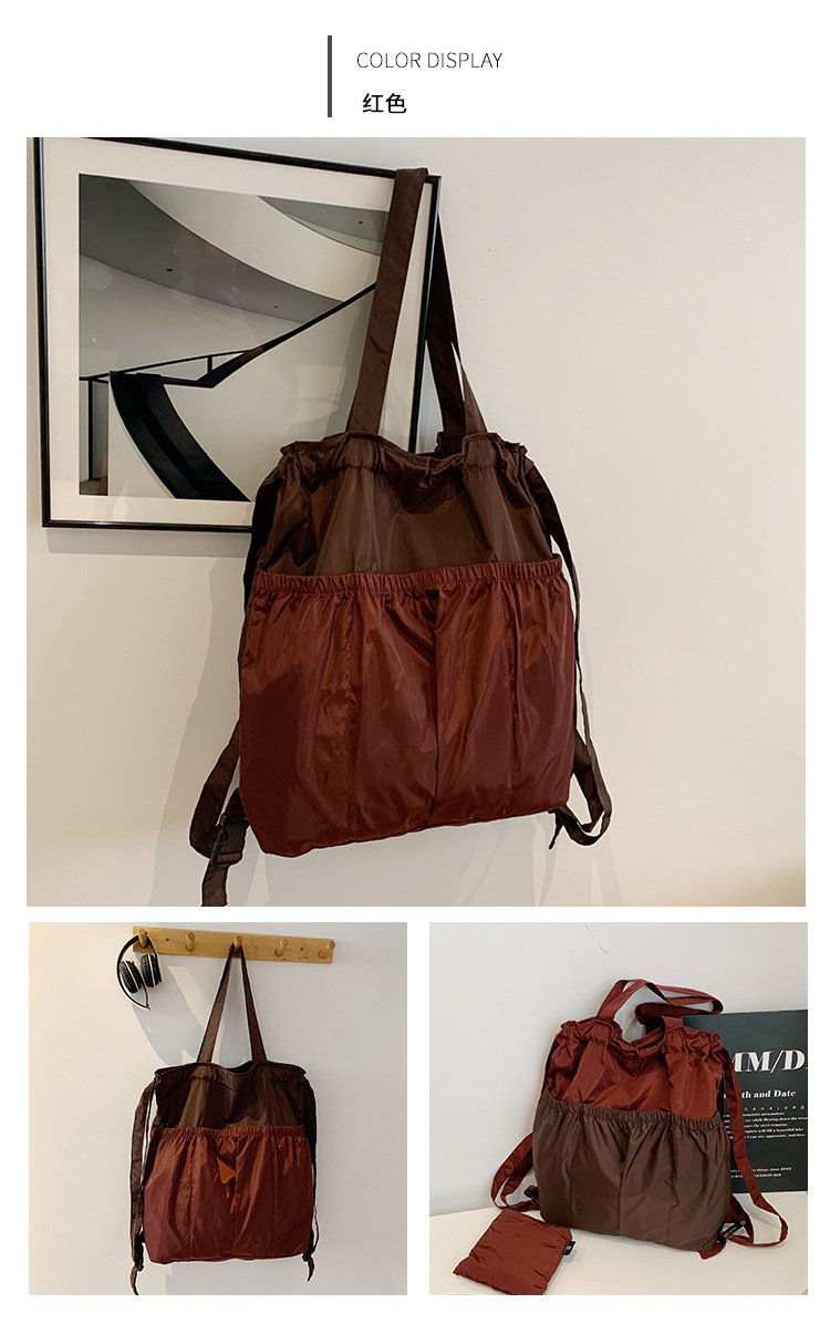 新款单肩包托特双肩折叠包手提简约通勤大容量时尚便携详情17