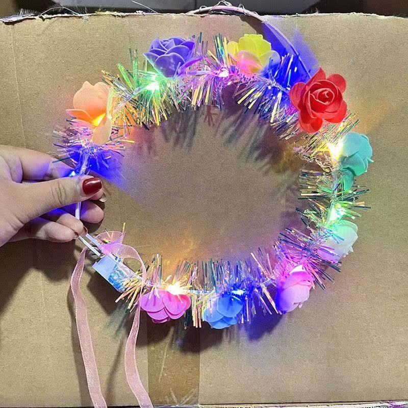 网红发光天使翅膀背饰地摊夜市热销闪光花环兔子发箍彩球蝴蝶头饰详情9