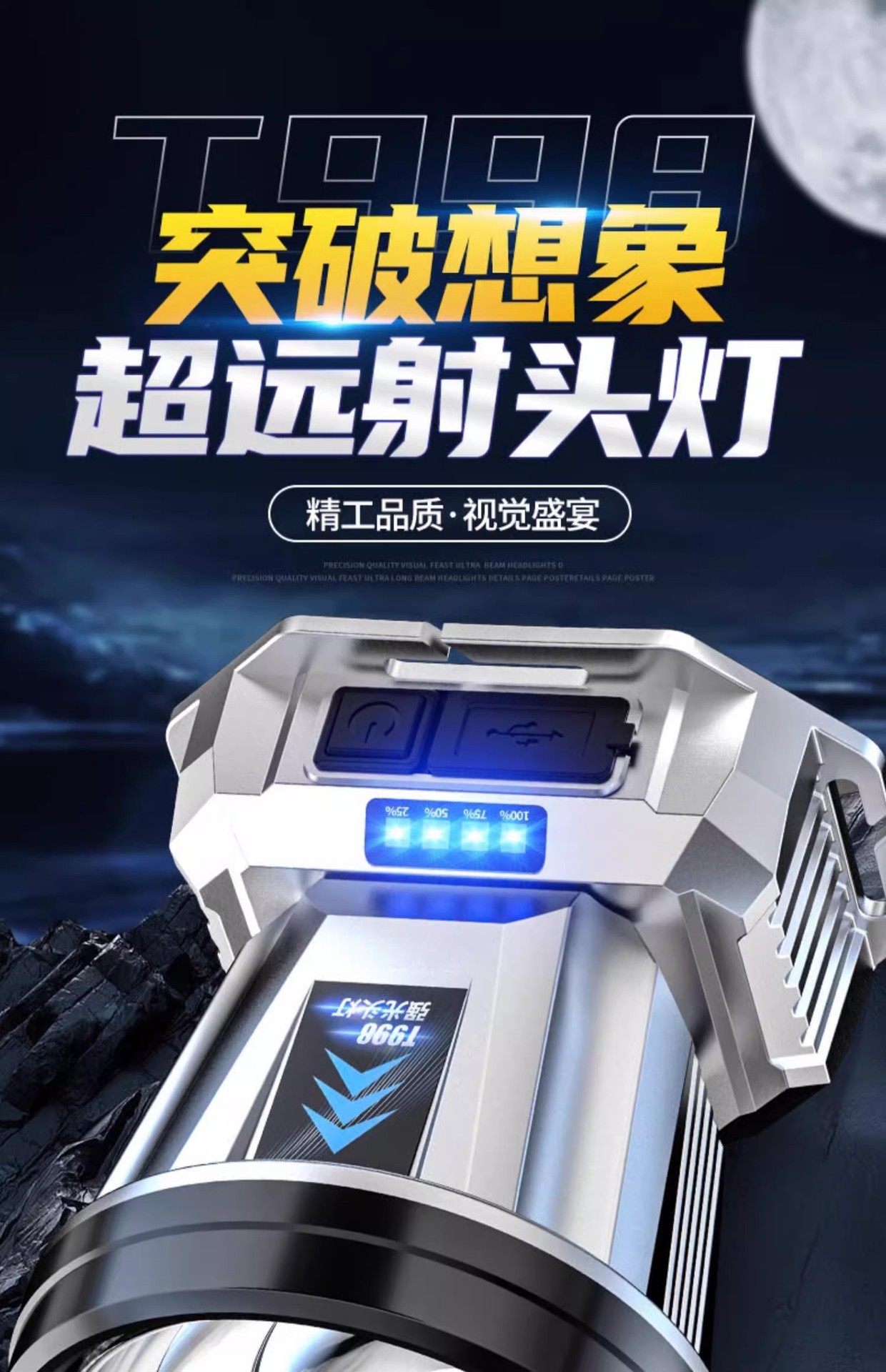 头灯头戴式强光充电超亮钓鱼专用超长续航锂电手电筒矿灯感应夜钓详情1