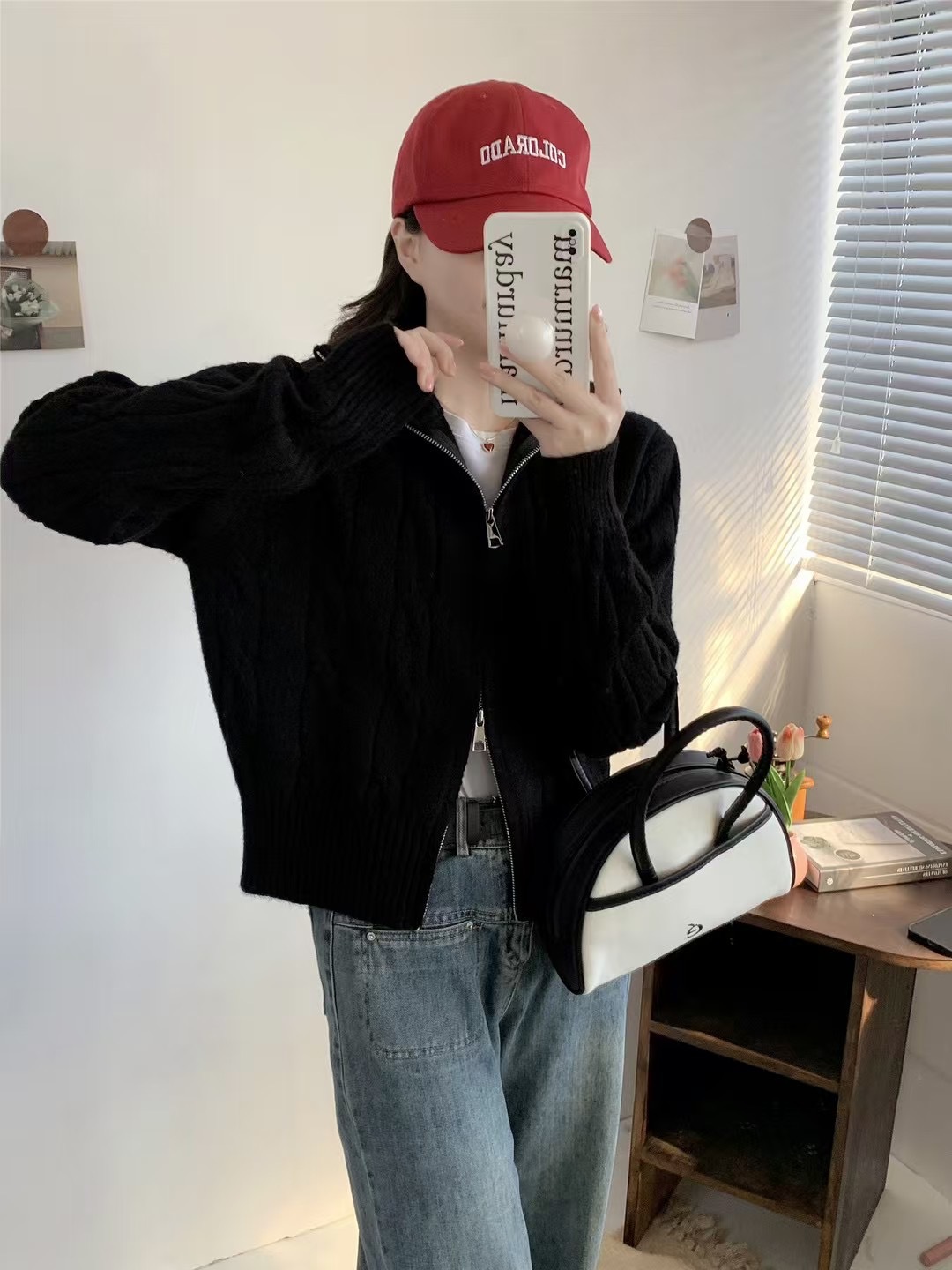 Solid-color casual double-zipper twisted knit cardigan coat, fashionable and versatile, new autumn and winter style sweater top for women pic 29